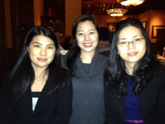 Ling (left) and Li (right) with their mentor, Maya Song.